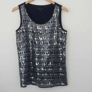 NWOT Coldwater Creek Navy Sequin Tank, Size M